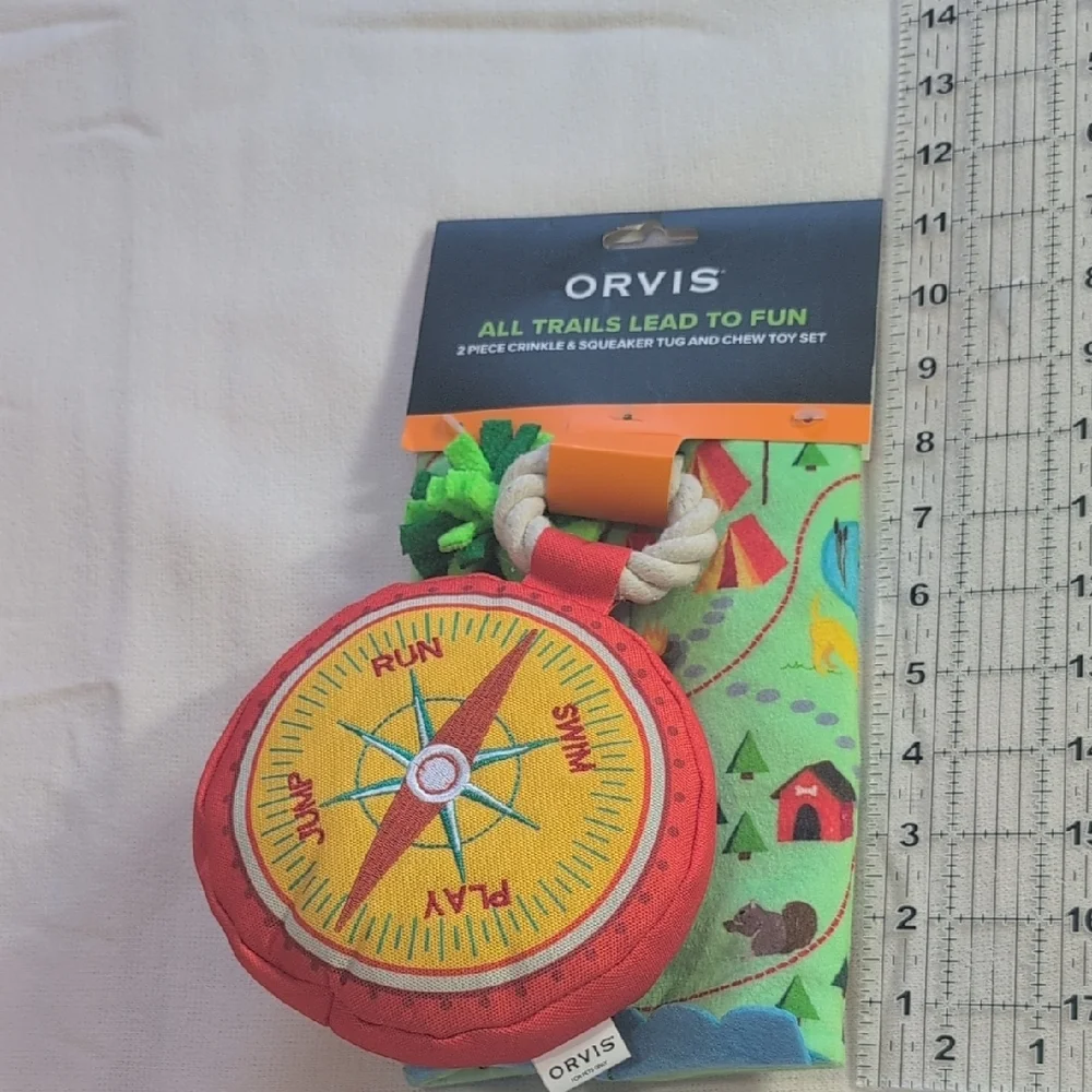 Orvis Dog Compass & Trail Map Crinkle/Squeaker Toy Set